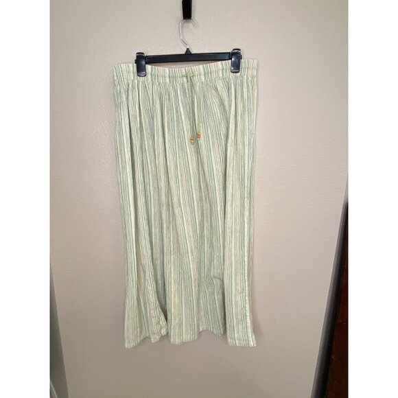 Hunt Club Women’s Tall Green Striped Pull-On Maxi Skirt M-Tall 100% Cotton - Picture 2 of 7